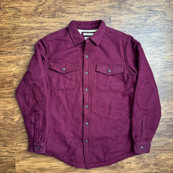L.L. Bean Sherpa-Lined Lightly Fitted Shirt Mens Medium Red Double Breast Pocket - Picture 1 of 6